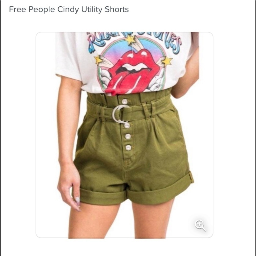 NWT’S Free People Cindy Utility High Waist Green Cargo Shorts New